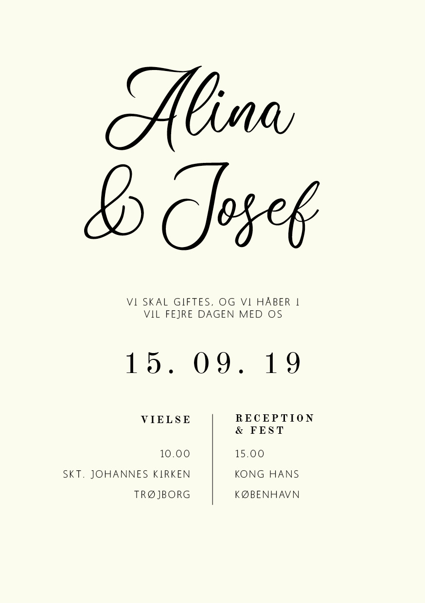 Invitationer - Alina & Josef
